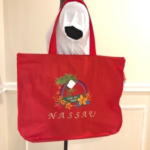 NEW NASSAU Oversized Bag Red w/ Embroidery
